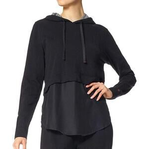 Hue Womens Layered Look Shirttail Hoodie Size M